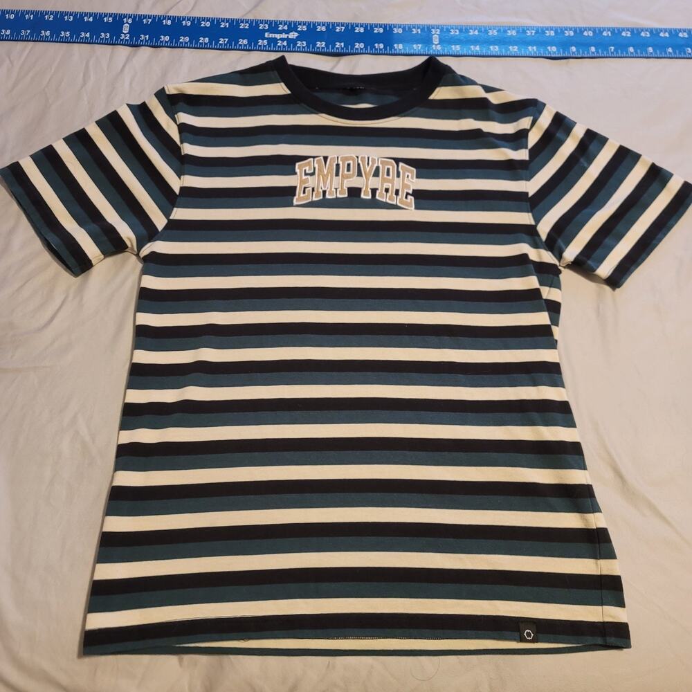 Empyre Good Sport Green, Black, & Tan Stripe T-Shirt Size Medium